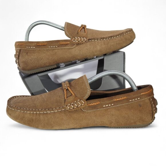 Martin Dingman Bermuda Nubuck Braided Bit Loafers Men's 9 Bark Brown 530473M - Picture 1 of 11